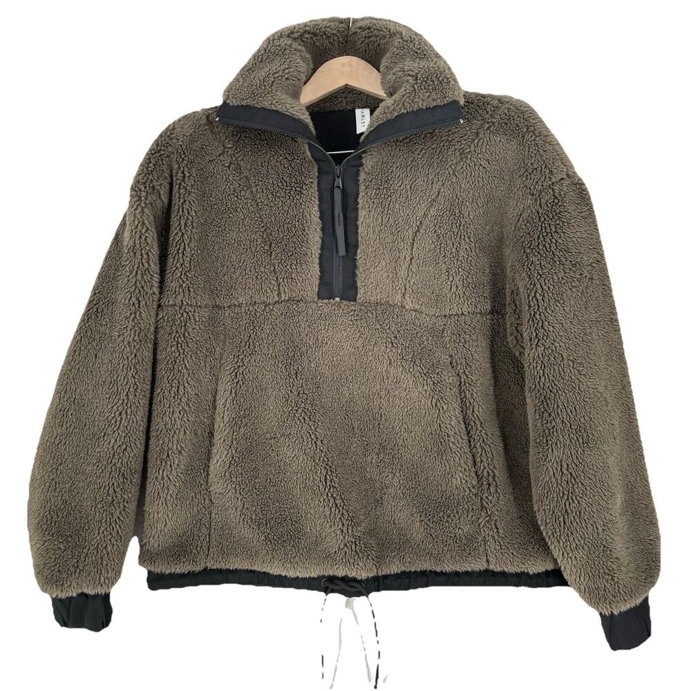Varley Appleton Brown Black Fleece Pullover